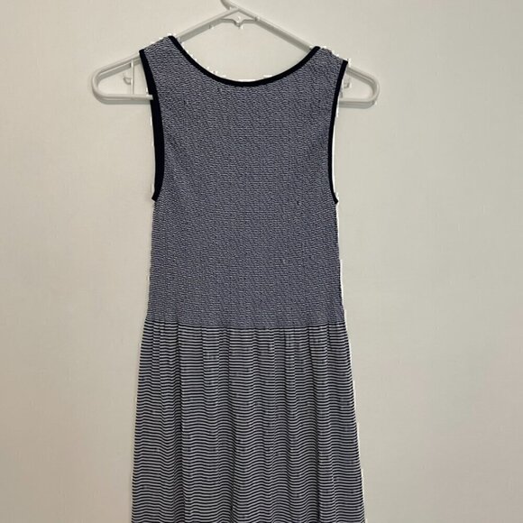 NEW NWT LARK + GREY Navy Blue White Striped Sleeveless Midi Fit Flare Tank Dress - Picture 13 of 15